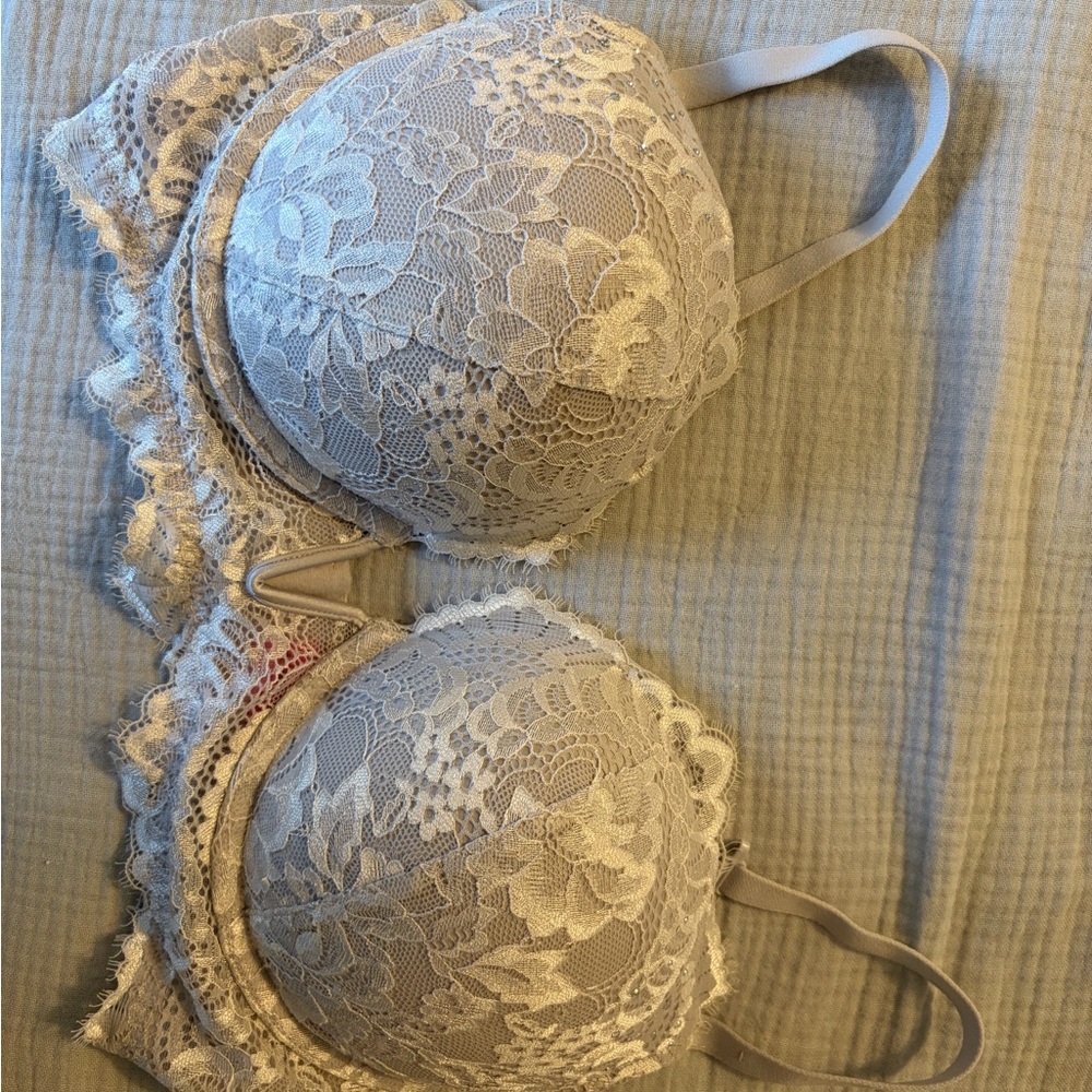 La Senza Push-Up Bra - Cream/Grey Size 34D